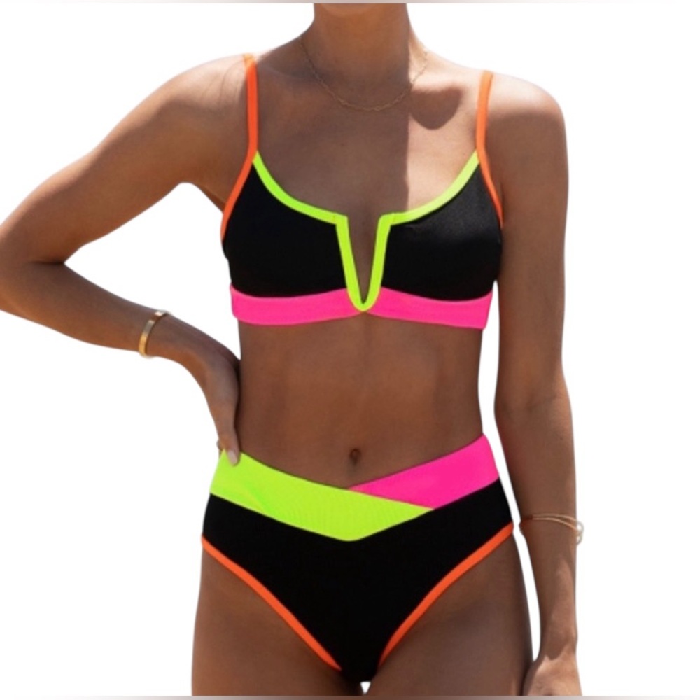 Popvil V-Wire Color Block Bikini Set Sz XXL NWT & Bag